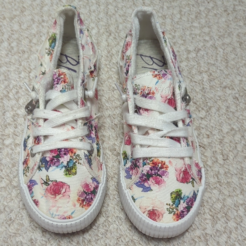 White Floral Low-Top Sneakers